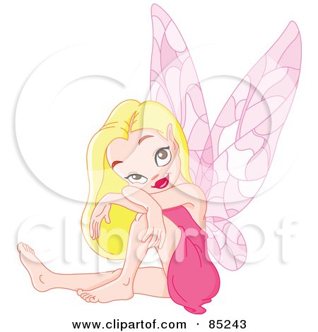 Royalty-Free (RF) Clipart Illustration of a Beautiful Blond Pixie In A Pink Dress by yayayoyo