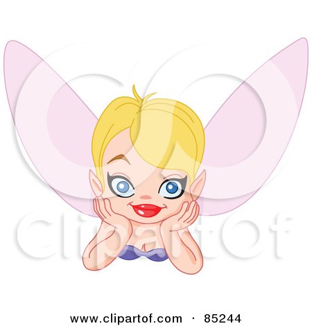 Royalty-Free (RF) Clipart Illustration of a Daydreaming Blond Fairy With Pink Wings by yayayoyo