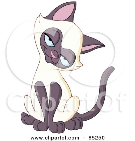 Royalty-Free (RF) Clipart Illustration of a Cute Siamese Kitten Tilting Its Head And Smiling by yayayoyo