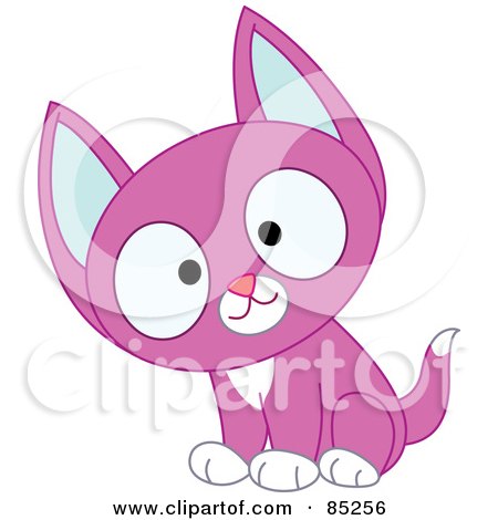 Royalty-Free (RF) Clipart Illustration of a Curious Purple And White Kitten by yayayoyo
