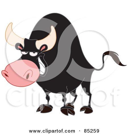 Royalty-Free (RF) Clipart Illustration of a Strong Black Bull Grinning by yayayoyo