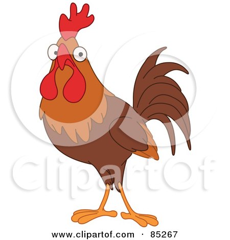 Royalty-Free (RF) Clipart Illustration of a Surprised Brown Rooster by yayayoyo