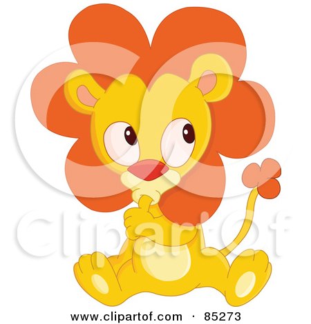 Royalty-Free (RF) Clipart Illustration of a Cute Baby Lion Sucking His Thumb by yayayoyo
