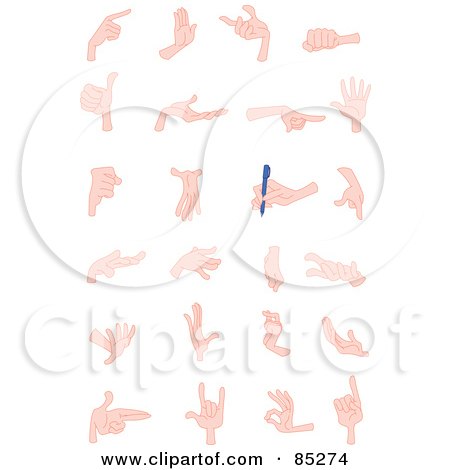 Royalty-Free (RF) Clipart Illustration of a Digital Collage Of 24 Hand Gestures by yayayoyo