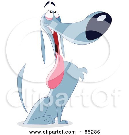 Royalty-Free (RF) Clipart Illustration of a Goofy Gray Dog With A Long Tongue by yayayoyo