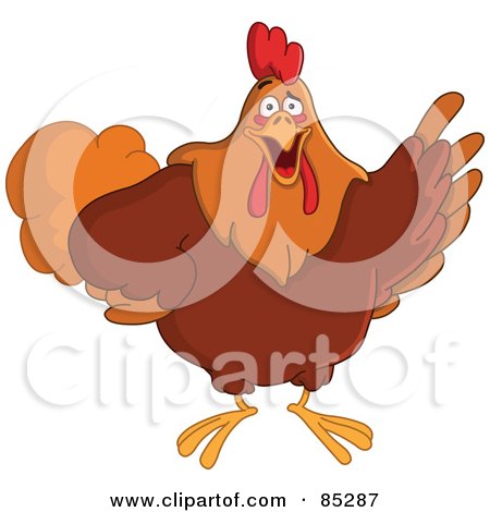 Royalty-Free (RF) Clipart Illustration of a Friendly Male Rooster Pointing With His Wing by yayayoyo