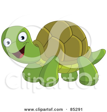 Royalty-Free (RF) Clipart Illustration of a Cute Happy Green Tortoise by yayayoyo