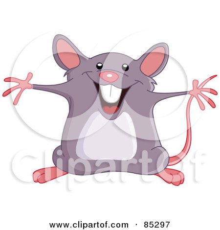 Royalty-Free (RF) Clipart Illustration of a Happy Energetic Mouse Holding His Arms Open by yayayoyo