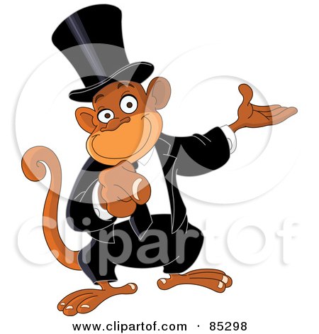 Royalty-Free (RF) Clipart Illustration of a Pointing Monkey Businessman by yayayoyo