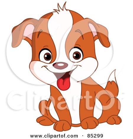 Royalty-Free (RF) Clipart Illustration of a Cute Brown And White Puppy Dog Sitting by yayayoyo