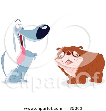 Royalty-Free (RF) Clipart Illustration of a Digital Collage Of A Goofy Gray And Wrinkly Brown Dogs by yayayoyo