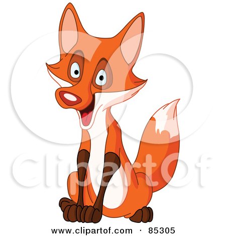 Royalty-Free (RF) Clipart Illustration of a Happy Sitting Red Nosed Fox by yayayoyo