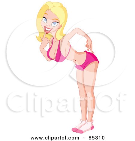 Royalty-Free (RF) Clipart Illustration of a Sexy Blond Caucasian Woman Touching Her But As If She's Sizzling by yayayoyo