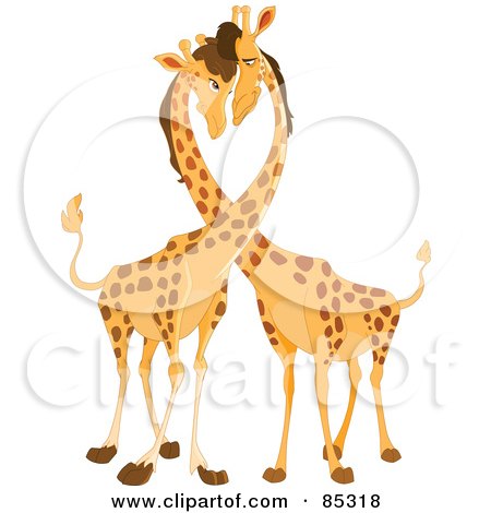 Royalty-Free (RF) Clipart Illustration of a Pair of Giraffe Lovers by yayayoyo