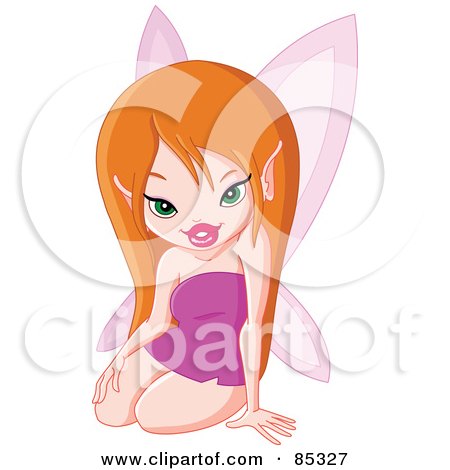 Royalty-Free (RF) Clipart Illustration of a Pretty Strawberry Blond Pixie In A Purple Dress by yayayoyo