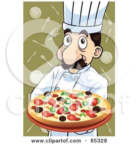 Friendly Pizza Pie Chef With A Supreme Pizza Posters, Art Prints