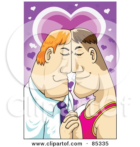 Royalty-Free (RF) Clipart Illustration of a Gay Couple Resting Their Faces Together And Holding Hands by mayawizard101