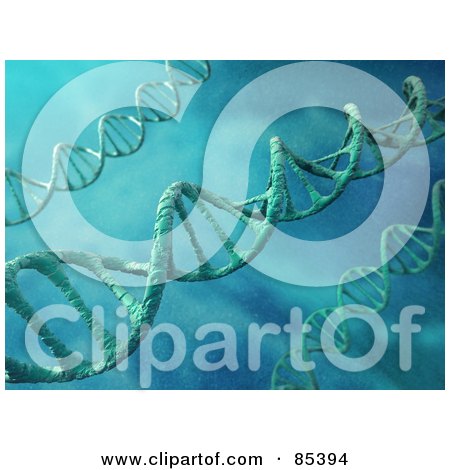 Royalty-Free (RF) Clipart Illustration of 3d Dna Strands Over A Water Like Background by Mopic