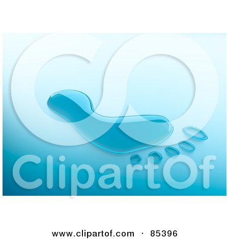 Royalty-Free (RF) Clipart Illustration of a 3d Blue Water Footprint Over Shaded Blue by Mopic