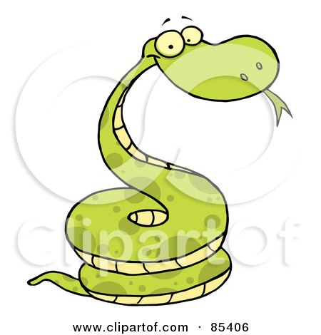 Royalty-Free (RF) Clipart Illustration of a Green Happy Viper by Hit Toon