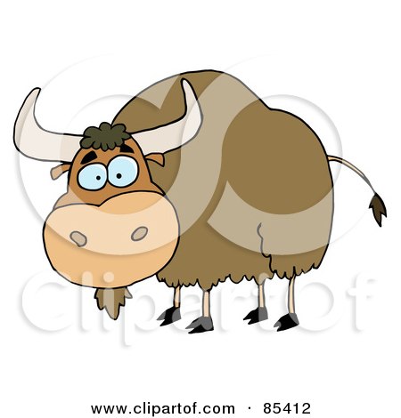 Royalty-Free (RF) Clipart Illustration of a Brown Yak by Hit Toon
