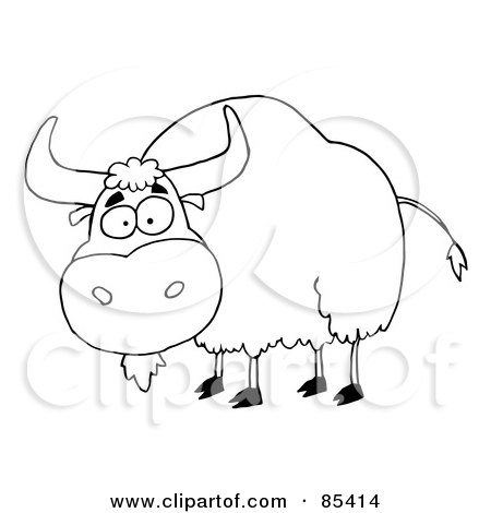 Royalty-Free (RF) Clipart Illustration of a Black And White Yak by Hit Toon