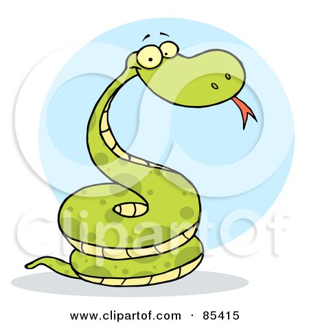 Royalty-Free (RF) Clipart Illustration of a Coiled Happy Viper by Hit Toon
