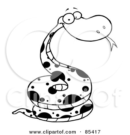 Royalty-Free (RF) Clipart Illustration of a Black And White Happy Viper by Hit Toon