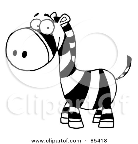Royalty-Free (RF) Clipart Illustration of a Black And White Zebra Cartoon by Hit Toon