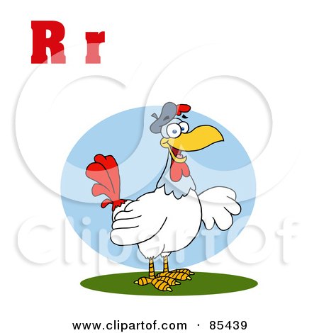Royalty-Free (RF) Clipart Illustration of a Rooster With Letters R by Hit Toon