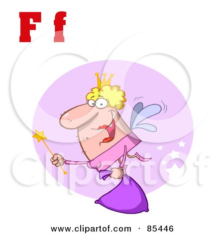 Royalty-Free (RF) Clipart Illustration of a Fairy With Letters F by Hit Toon