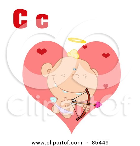 Royalty-Free (RF) Clipart Illustration of a Cupid With Letters C by Hit Toon