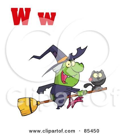 Royalty-Free (RF) Clipart Illustration of a Witch With Letters W by Hit Toon