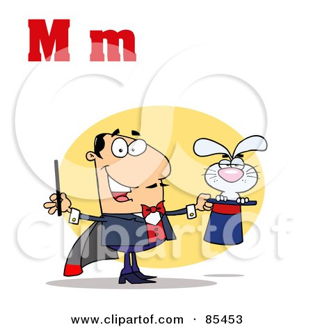 Royalty-Free (RF) Clipart Illustration of a Magician With Letters M by Hit Toon