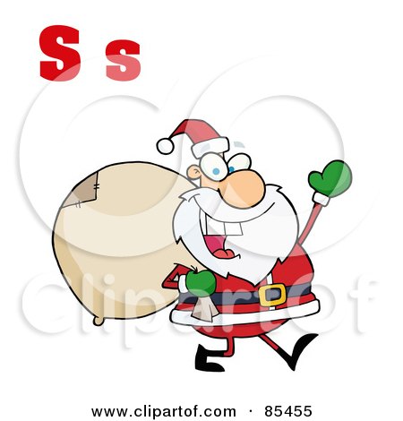 Royalty-Free (RF) Clipart Illustration of Santa With Letters S by Hit Toon