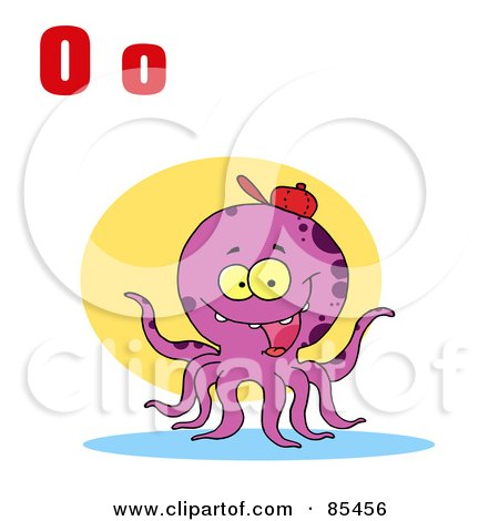 Royalty-Free (RF) Clipart Illustration of an Octopus With Letters O by Hit Toon