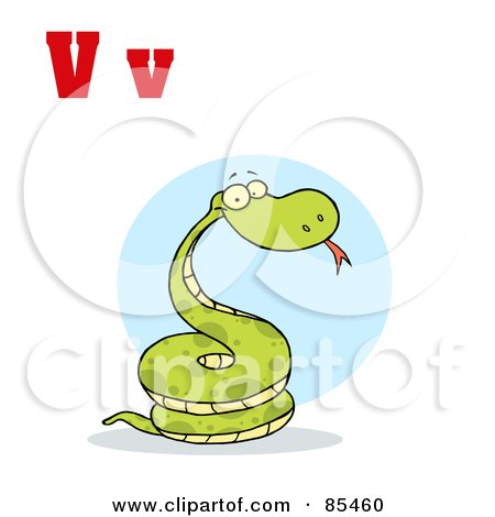 Royalty-Free (RF) Clipart Illustration of a Snake With Letters V by Hit Toon