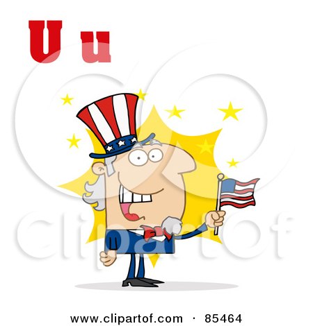 Royalty-Free (RF) Clipart Illustration of Uncle Sam With Letters U by Hit Toon