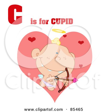 Royalty-Free (RF) Clipart Illustration of a Cupid With C Is For Cupid Text by Hit Toon