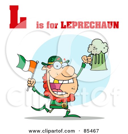 Royalty-Free (RF) Clipart Illustration of a Leprechaun With L Is For Leprechaun Text by Hit Toon