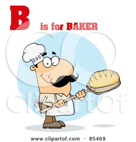 Royalty-Free (RF) Clipart Illustration of a Male Baker With B Is For Baker Text by Hit Toon