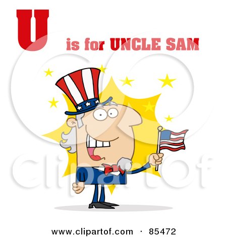 Royalty-Free (RF) Clipart Illustration of Uncle Sam With U Is For Uncle Sam Text by Hit Toon