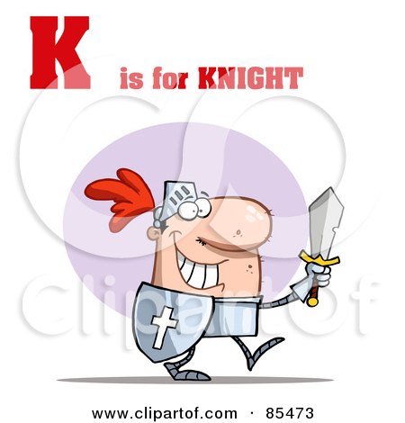Royalty-Free (RF) Clipart Illustration of a Knight With K Is For Knight Text by Hit Toon