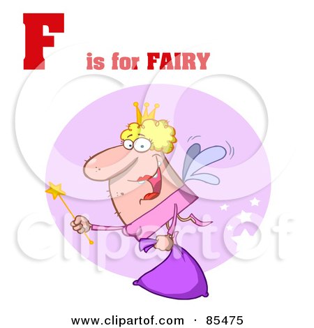 Royalty-Free (RF) Clipart Illustration of a Fairy With F Is For Fairy Text by Hit Toon