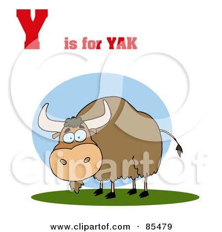 Royalty-Free (RF) Clipart Illustration of a Yak With Y Is For Yak Text by Hit Toon