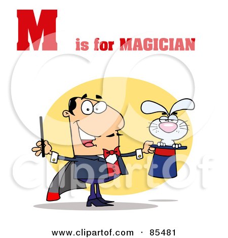 Royalty-Free (RF) Clipart Illustration of a Magician With M Is For Magician Text by Hit Toon