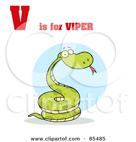 Royalty-Free (RF) Clipart Illustration of a Snake With V Is For Viper Text by Hit Toon