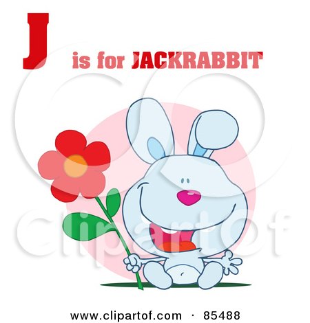 Royalty-Free (RF) Clipart Illustration of a Rabbit With J Is For Jackrabbit Text by Hit Toon