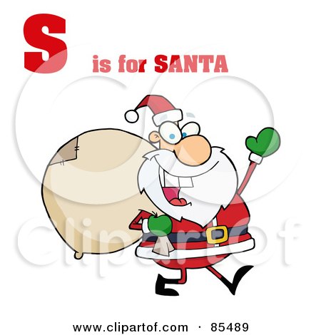 Royalty-Free (RF) Clipart Illustration of Santa With S Is For Santa Text by Hit Toon