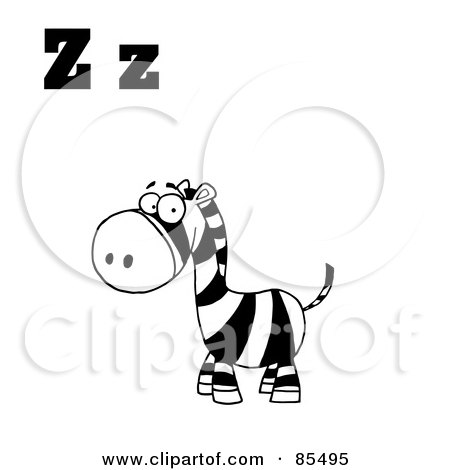 Royalty-Free (RF) Clip Art Illustration of a Black And White Zebra With Letters Z by Hit Toon